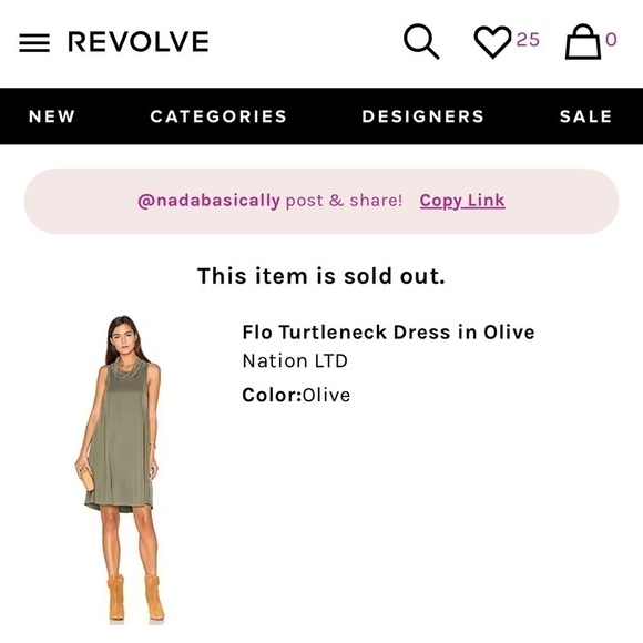 NATION LTD Flo Turtleneck dress Olive Size Small NEW WITH TAGS REVOLVE cowl neck - Picture 2 of 8